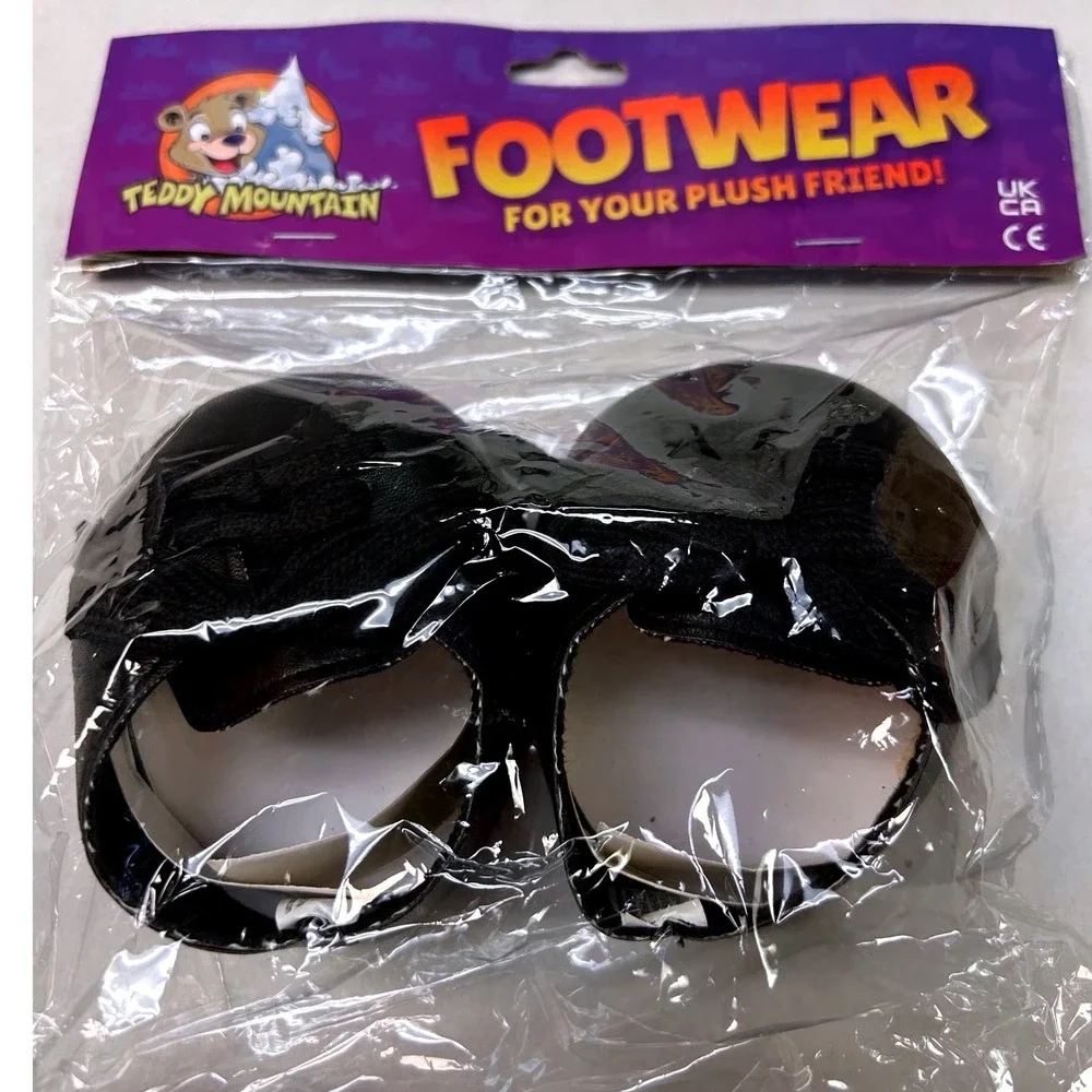Teddy Mountain Black Lace Dress Shoes for 16 inch Plush Stuffed Animals 4109